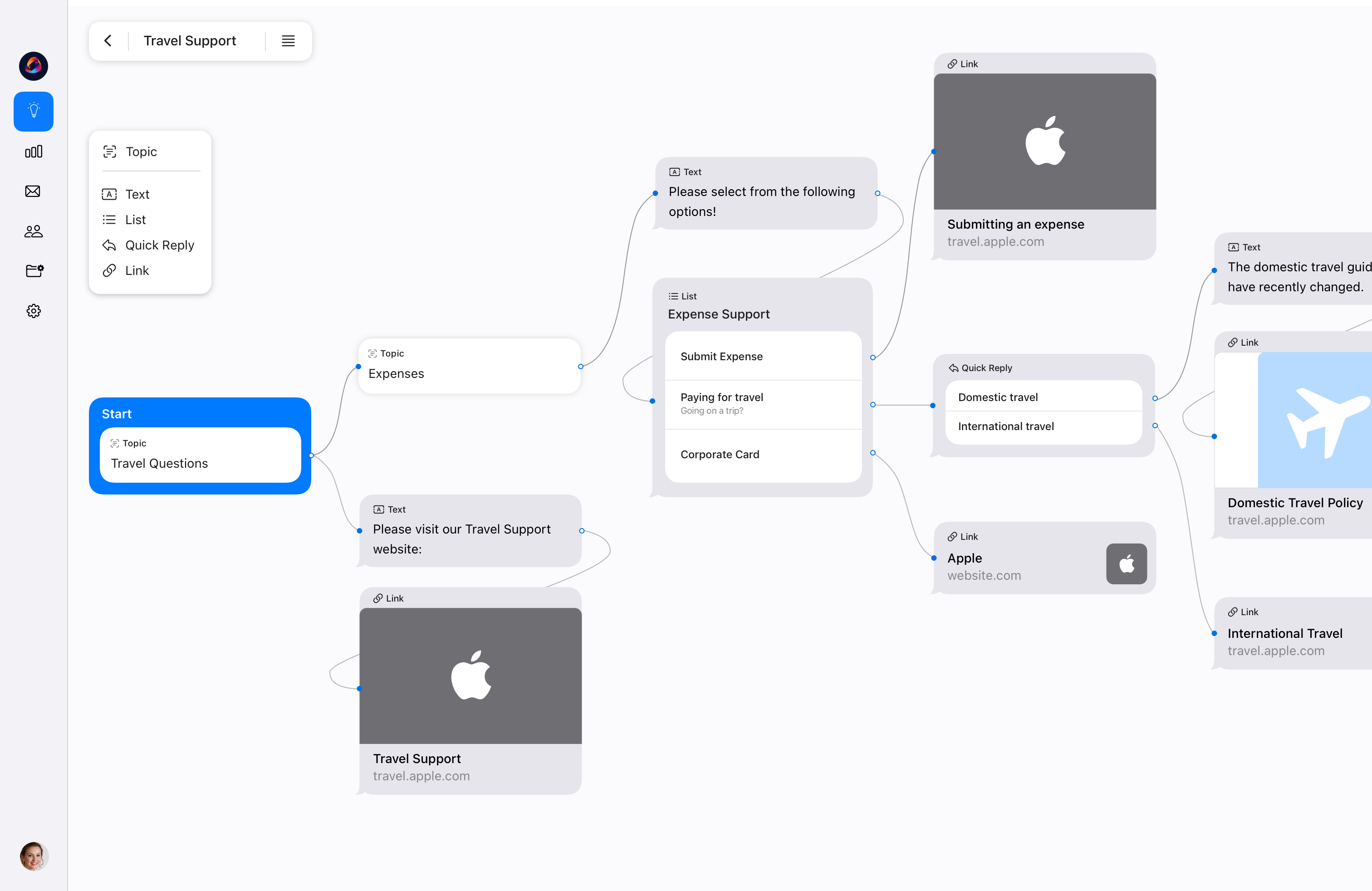 ChatKit conversation builder interface